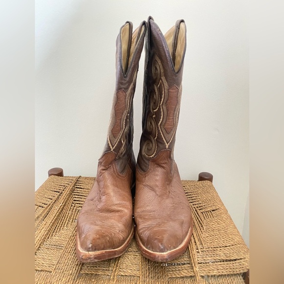 Mister May Boots Men’s 11 Ostrich Skin Cowboy Boot Leather - Picture 2 of 9